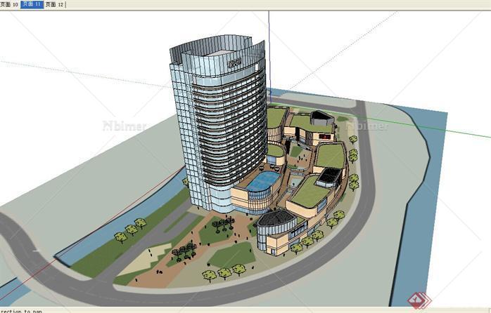 某现代风格商业综合体建筑SU设计模型