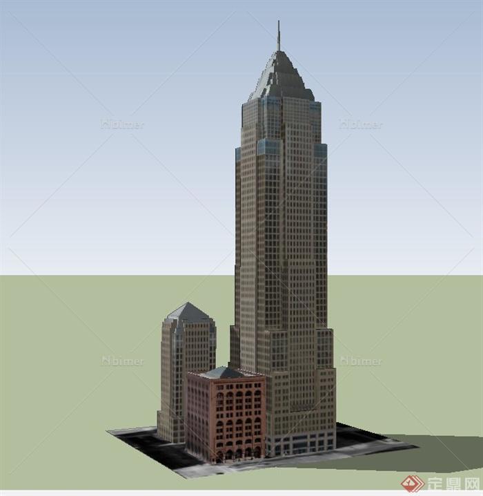 现代某高层办公大厦建筑设计US模型