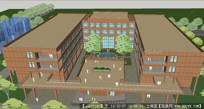 小学教学主体楼建筑方案SU精致设计模型