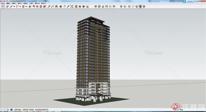 某现代风格高层住宅建筑设计SU模型