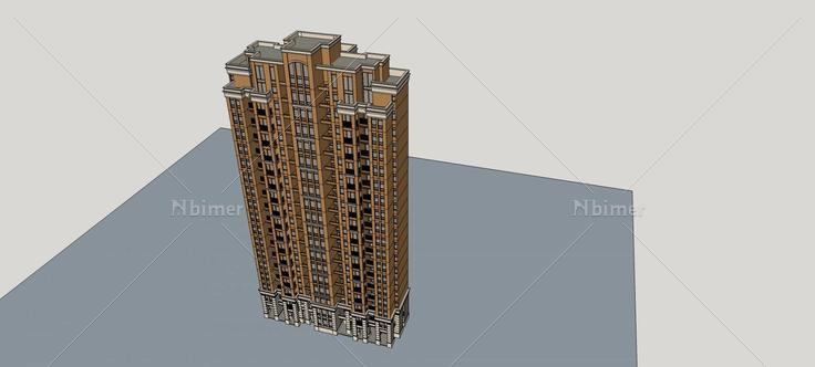 简欧风格高层住宅楼(74310)su模型下载