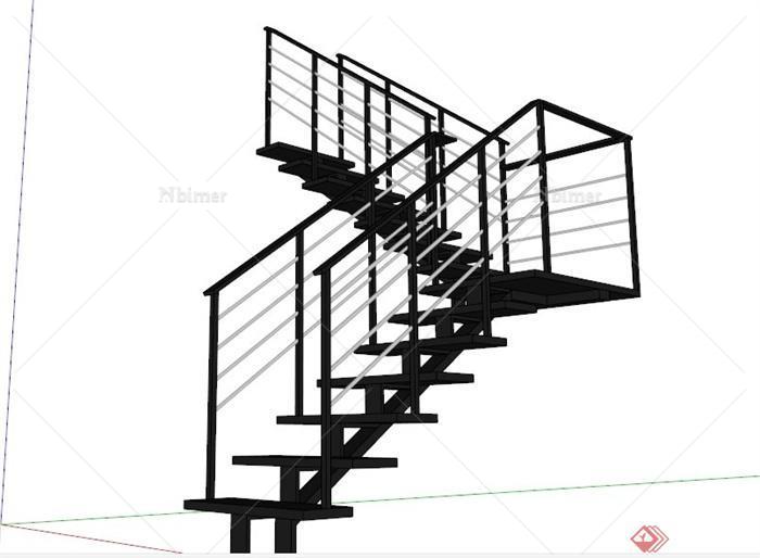 室内转角铁楼梯设计SU模型[原创]
