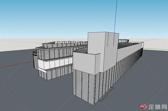 现代风格多层简单的商业建筑设计su模型[原创]