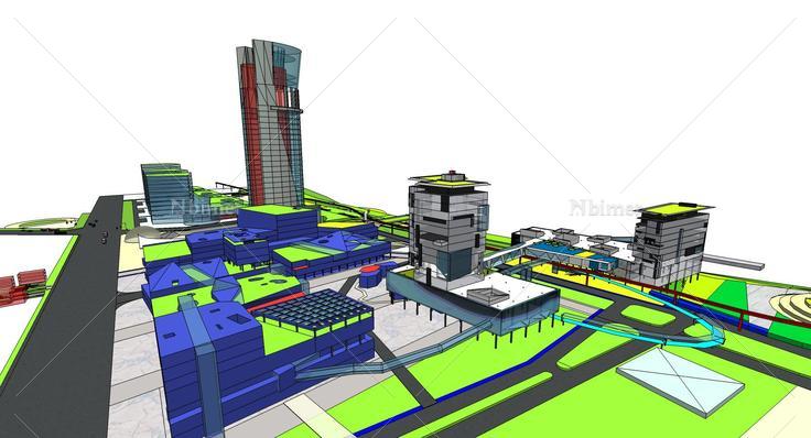 现代概念风城市规划设计精模(105921)su模型下载