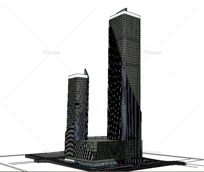 超高层商办大厦概念方案Su精细设计模型[原创]