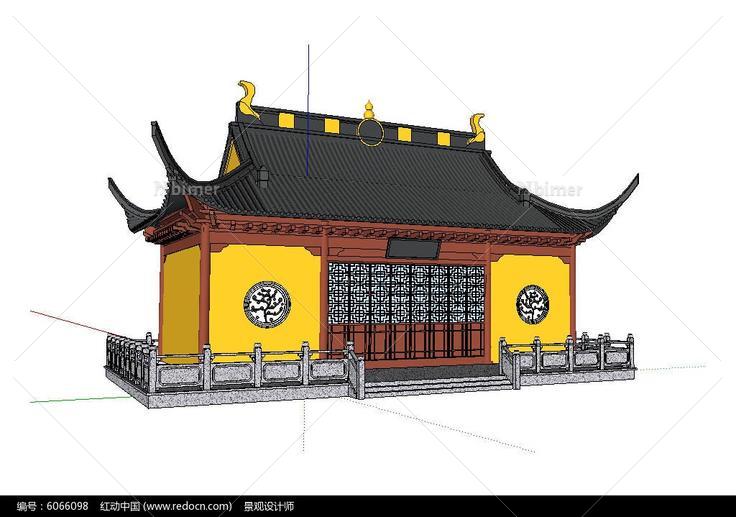 道观建筑草图大师SU模型