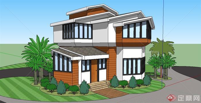 现代简洁小别墅建筑设计sketchup模型
