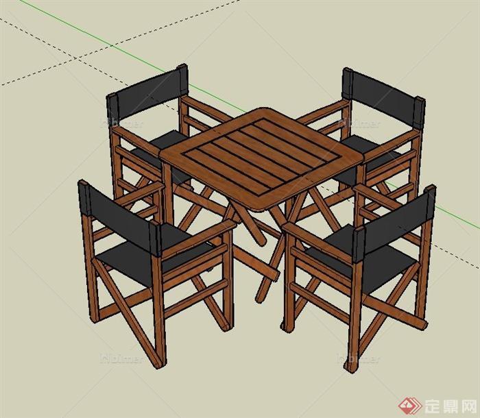一套折叠桌椅设计SU模型