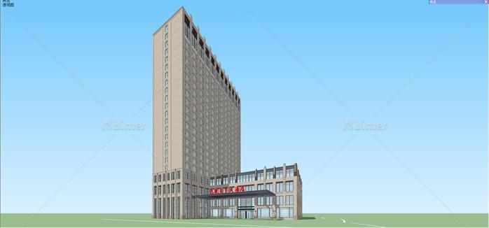 某新古典巴陵天下大酒店建筑方案设计SU模型[原创