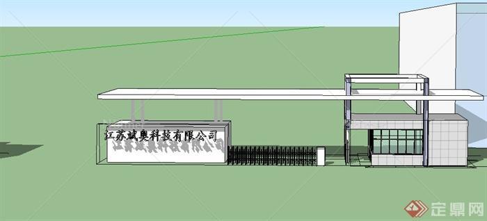 4套厂区大门入口设计SU模型素材[原创]