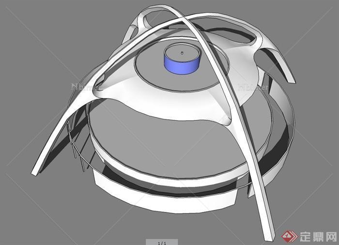 现代简约候机大厅建筑设计su模型