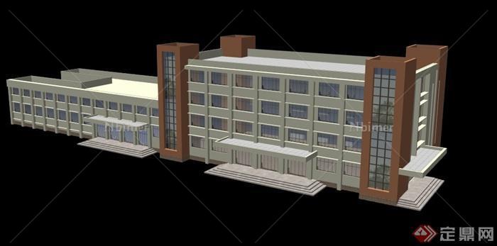 某简约现代四层教学楼建筑设计su模型
