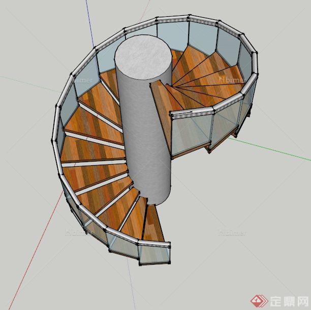 室内旋转楼梯设计SU模型