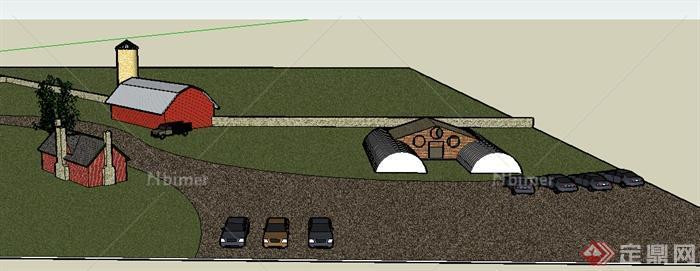 某现代农场建筑设计SU模型