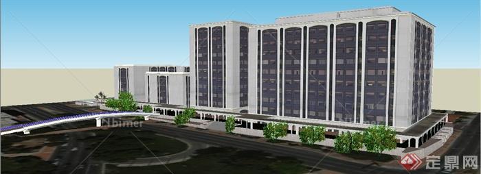 现代政府中心办公建筑设计su模型