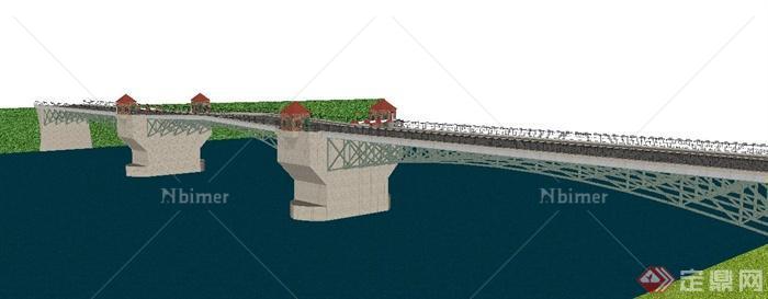 简约跨江大桥设计su模型[原创]