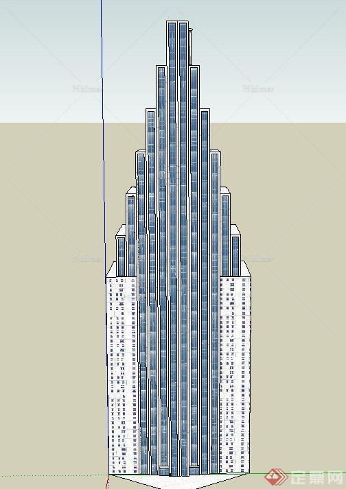 现代某尖塔形高层办公建筑设计SU模型
