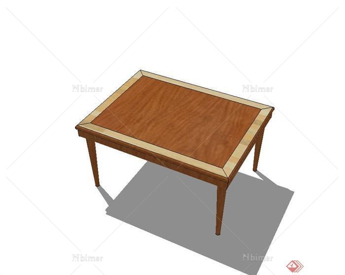 某现代风格室内全木质桌子设计su模型[原创]