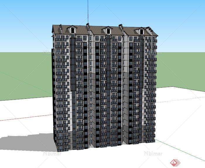 现代某住宅区住宅建筑设计SU模型