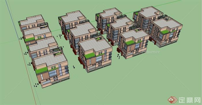 某现代小区住宅楼群设计su模型