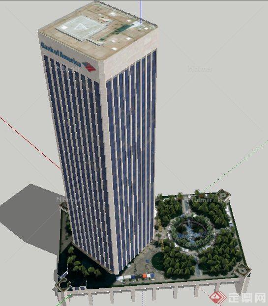 美国银行办公大楼建筑设计su模型