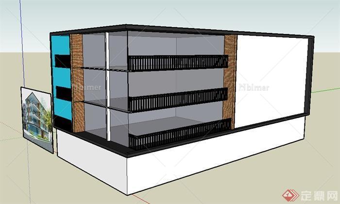 某三层居住建筑设计SU模型参考
