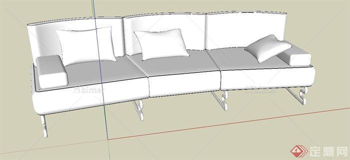 现代简约三人沙发SU模型设计[原创]