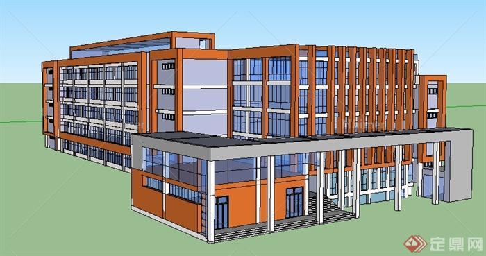 某中学小学学校五层教学楼建筑设计SU模型