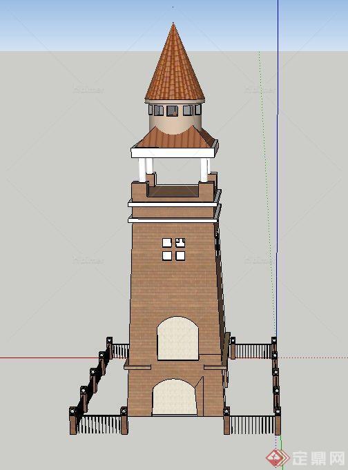 园林景观欧式景观塔设计SU模型