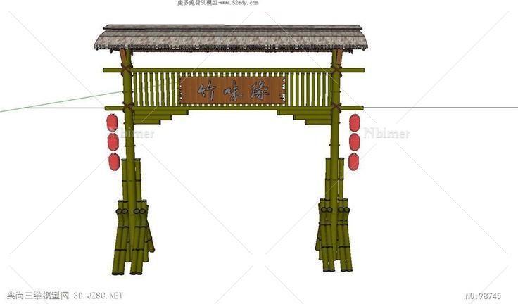 农庄农家乐竹大门SU模型