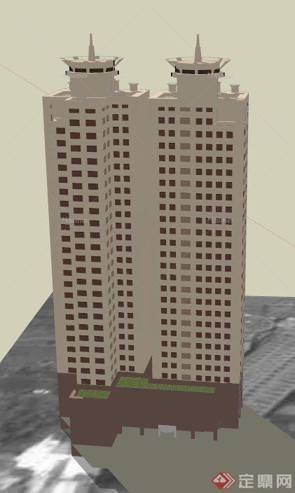 新古典高层住宅楼建筑设计SU模型