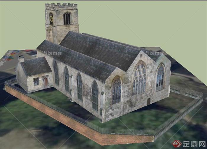 某古欧教堂建筑设计su模型