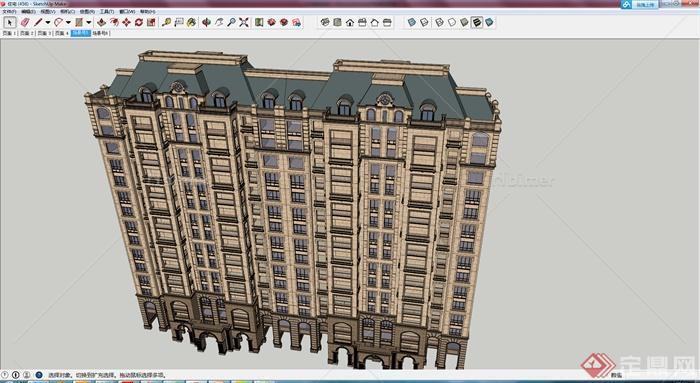 某现代高层居住楼建筑参考SU模型