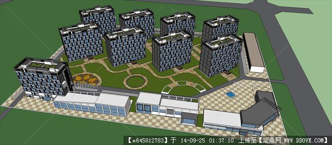 Sketch Up 精品模型----现代风格多层住宅群建筑