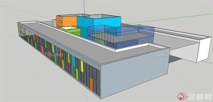 现代两层幼儿园建筑设计SU模型
