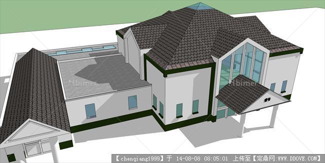 徽派简易农村别墅建筑规划设计su模型