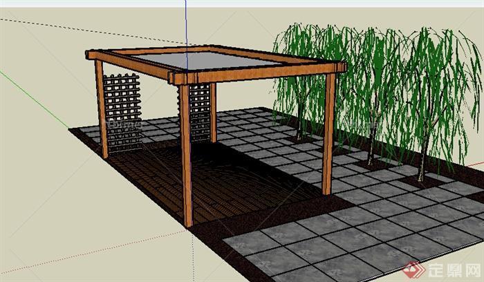 某园林室外特色花架设计SU模型