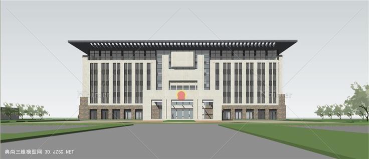浙江省某监狱行政楼建筑设计投标方案su模型