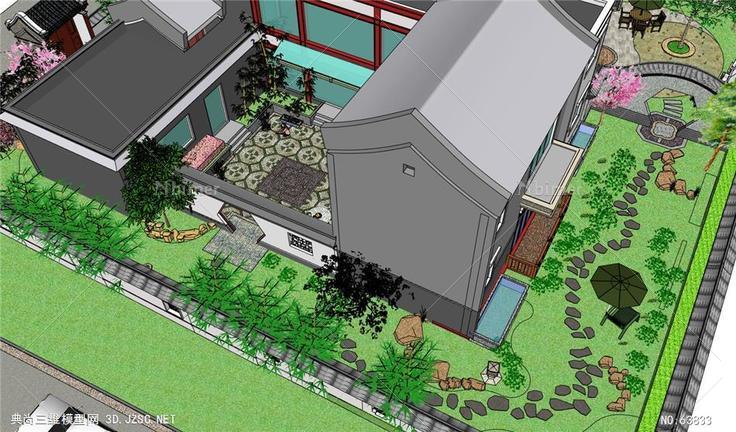中式庭院修改-住宅su模型