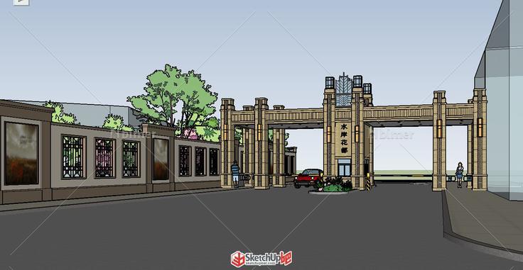 Artdeco风格小区大门 和围墙   几种方案