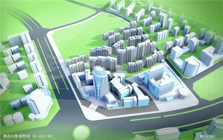 城市中心区住宅商业规划SU模型CAD效果图