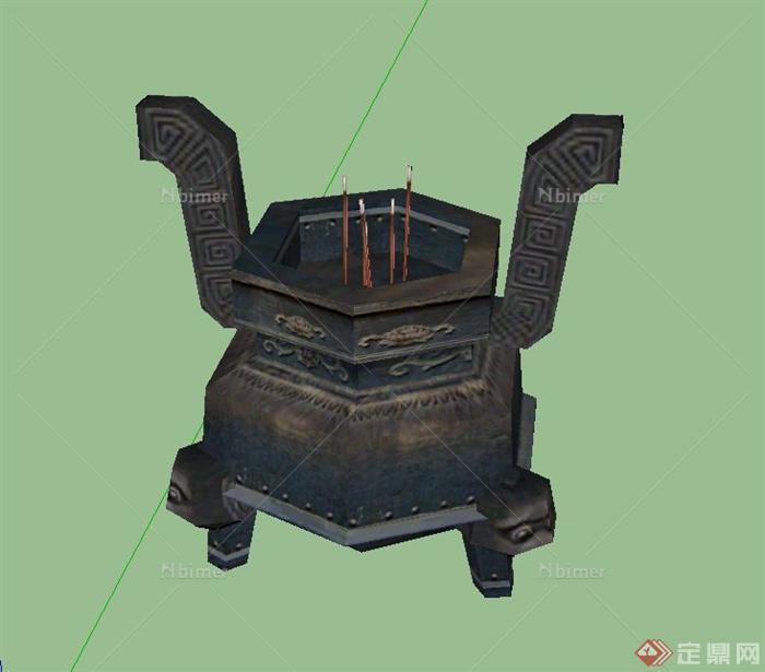 古典中式香炉设计SU模型
