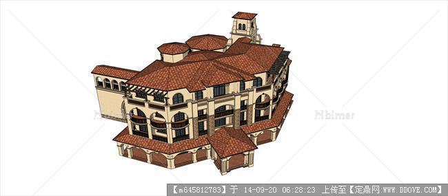 Sketch Up 精品模型----西班牙会所建筑单体设计