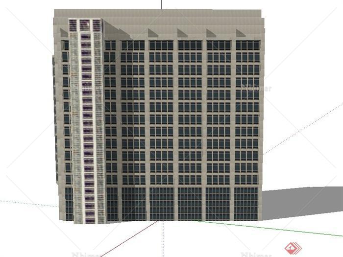 现代某高联排层商务酒店建筑设计SU模型