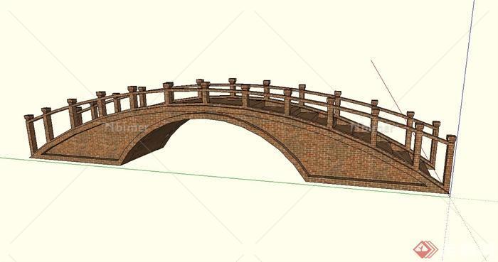 现代中式砖砌拱桥设计su模型