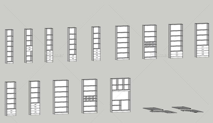 书柜三维设计草图图片