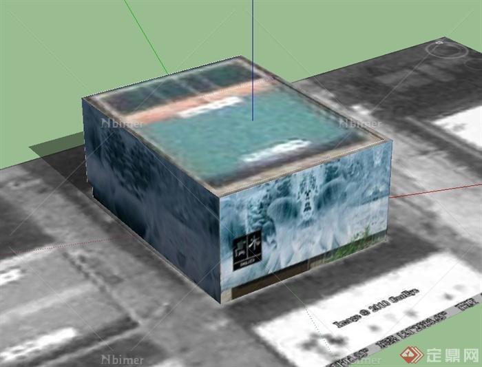 冰岛现代风格游泳馆建筑设计su模型[原创]