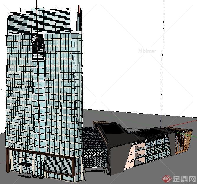 现代风格办公大厦建筑设计SU模型
