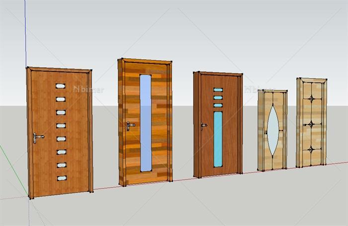 五套高清木门设计su模型