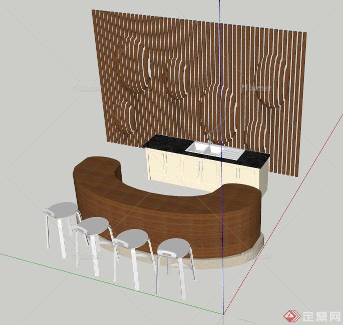 现代风格前台装饰设计SU模型